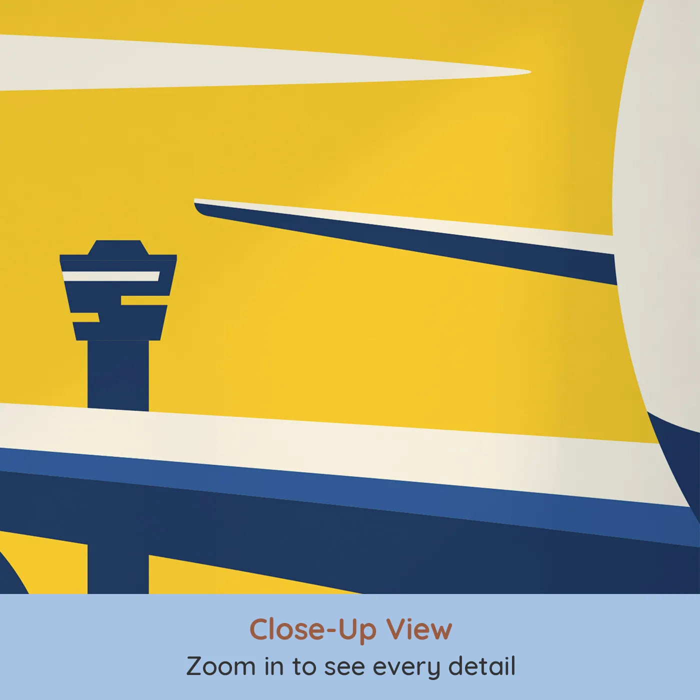 Close-up view of Whimsy Tots' Airport Sunset Wall Mural (Turn Their Room into a Hub of Excitement).Best for Boys