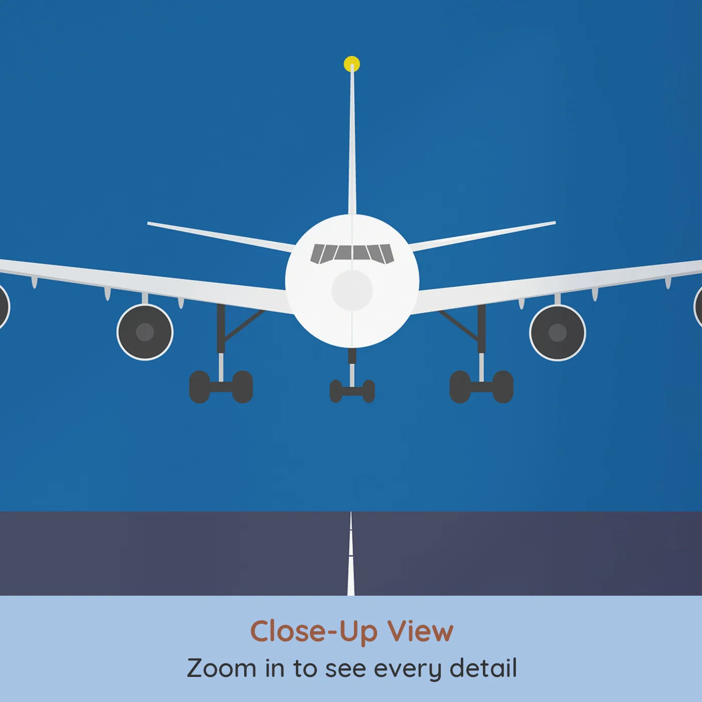 Close-up view of Whimsy Tots' Night Flight Runway Wall Mural (Turn Their Room into a Midnight Takeoff Zone).Gender-Neutral