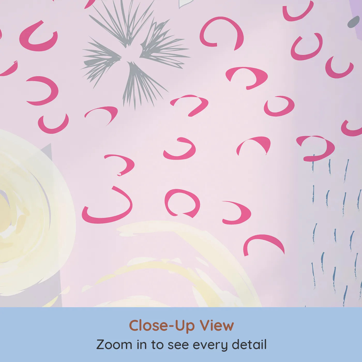 Close-up view of Whimsy Tots' Abstract Pastel Collage Wall Mural (Turn Their Room into a Canvas for Imagination).Gender-Neutral