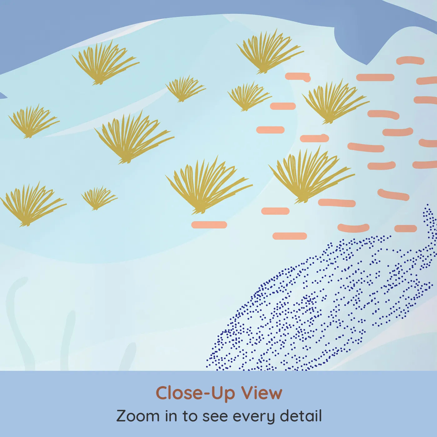 Close-up view of Whimsy Tots' Underwater World Collage Wall Mural (Turn Their Room into a Vibrant Ocean Floor).Gender-Neutral
