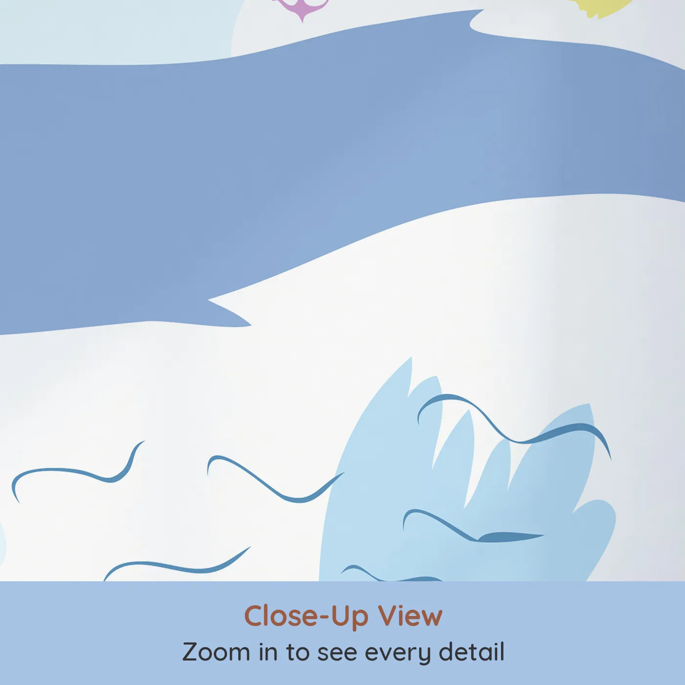 Close-up view of Whimsy Tots' Gentle Ocean Dream Wall Mural (Turn Their Room into a Calm Underwater Escape).Gender-Neutral