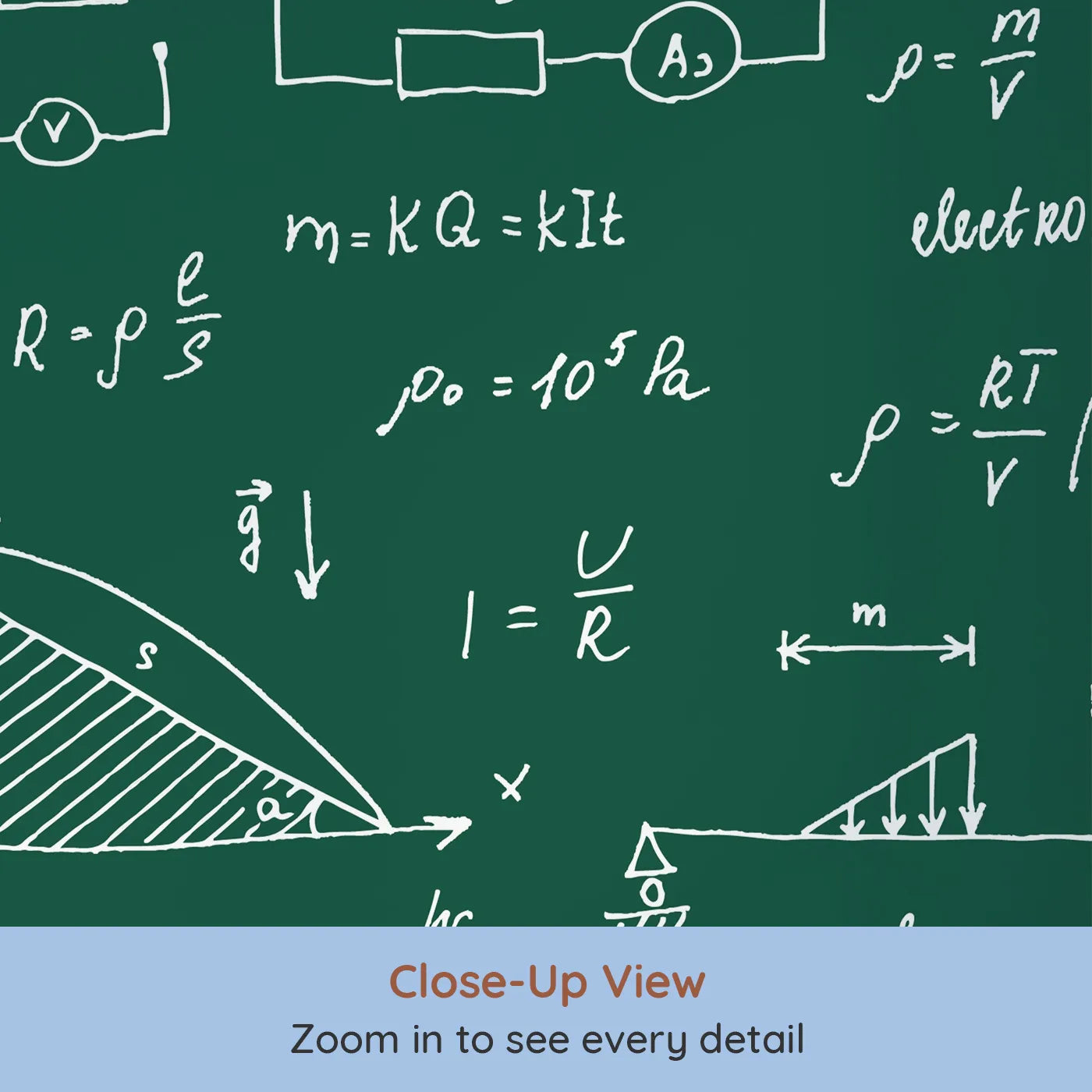 Close-up view of Whimsy Tots' Physics Chalkboard Wall Mural (Turn Their Room into a Genius's Laboratory).Gender-Neutral