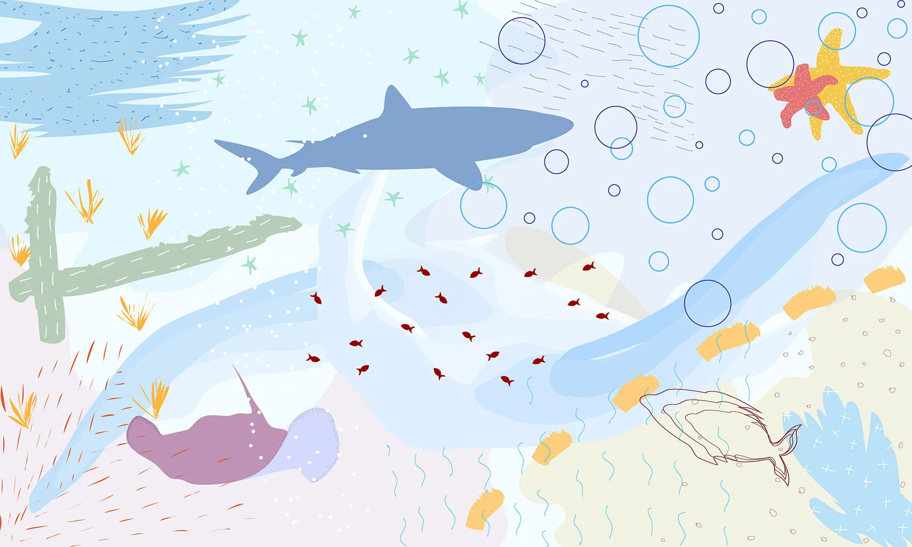 Where Sharks Swim Through an Abstract Sea