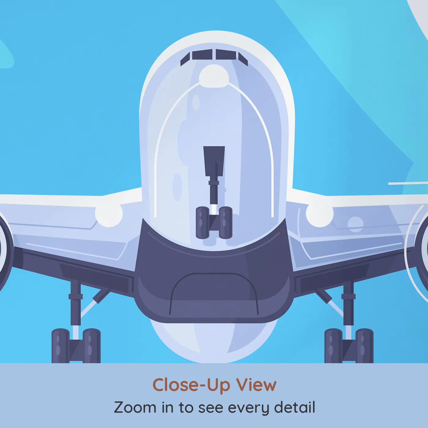 Close-up view of Whimsy Tots' Airplane Takeoff Wall Mural (Turn Their Room into a High-Flying Adventure).Gender-Neutral
