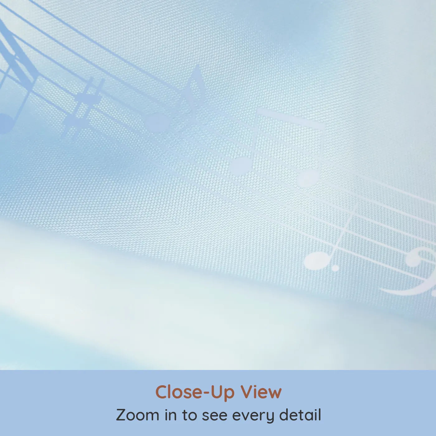 Close-up view of Whimsy Tots' Gentle Melody Wall Mural in Blue (Turn Their Room into a Soft and Soothing Symphony).Gender-Neutral