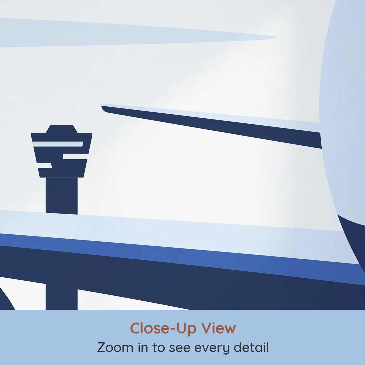 Close-up view of Whimsy Tots' Retro Airport View Wall Mural in Red (Turn Their Room into a Cool, Graphic Travel Hub).Gender-Neutral