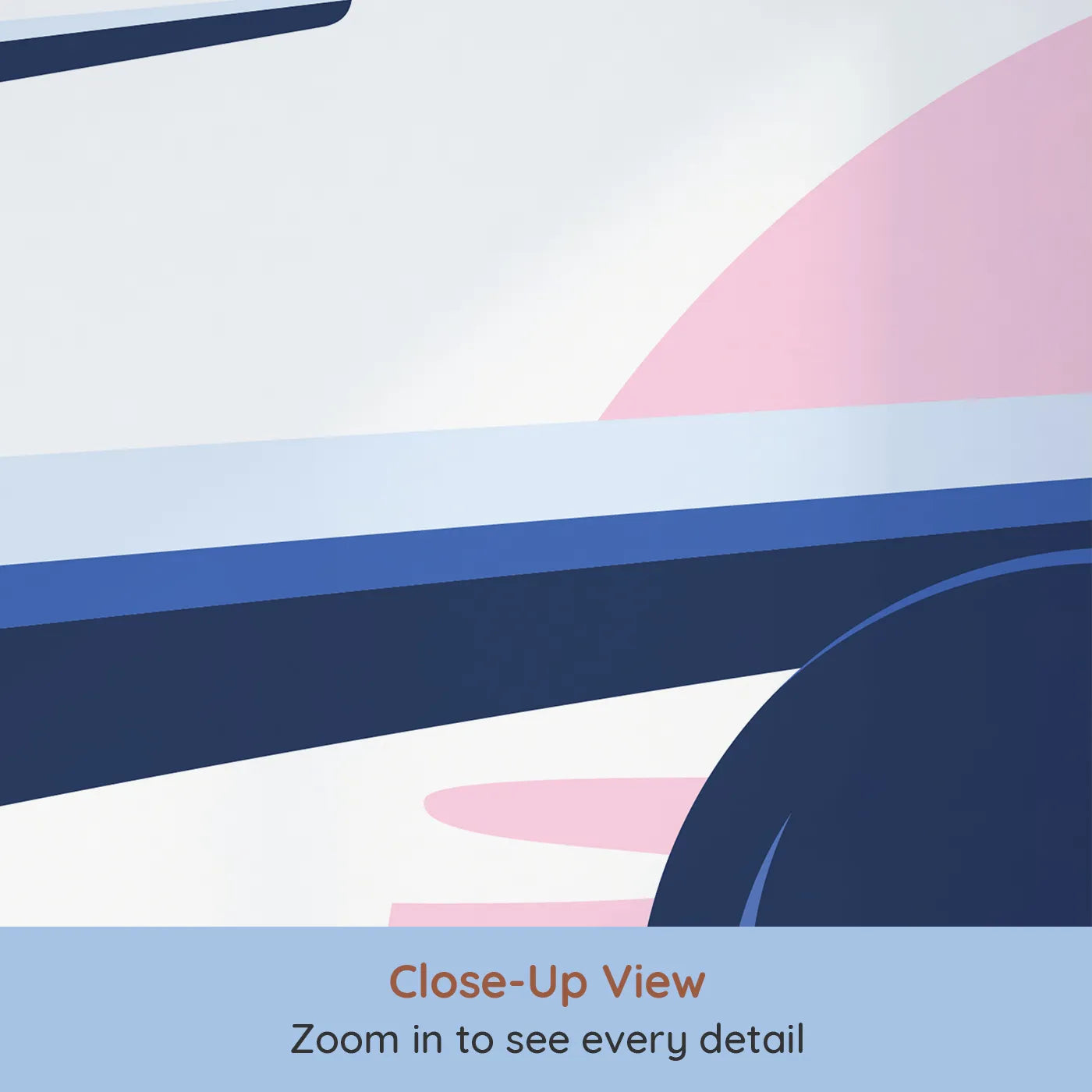 Close-up view of Whimsy Tots' Retro Airport View Wall Mural in Pink (Turn Their Room into a Cool, Graphic Travel Hub).Gender-Neutral