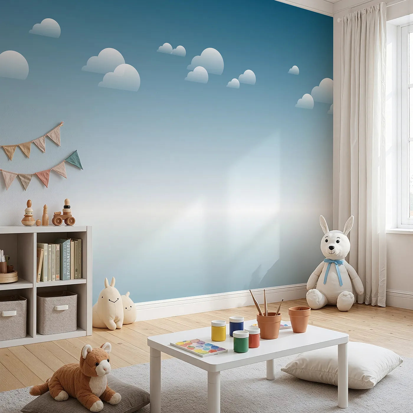 Angled view of Whimsy Tots' Arctic Icebreaker Ship Wall Mural (Turn Their Room into a Polar Expedition).Gender-Neutral