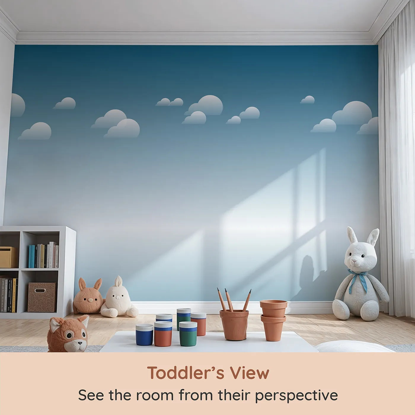 Whimsy Tots Arctic Icebreaker Ship Wall Mural (Turn Their Room into a Polar Expedition) from your child's view.Gender-Neutral