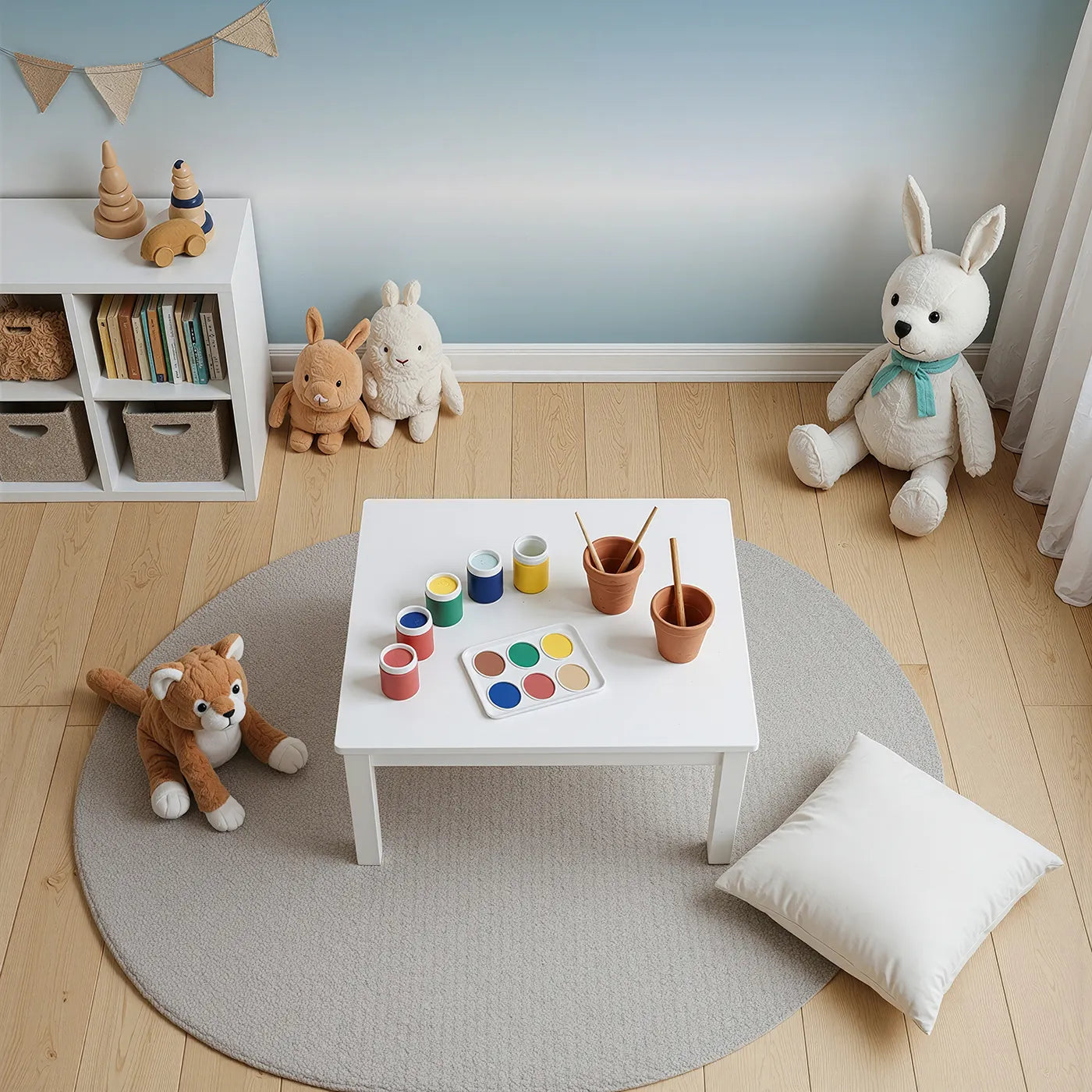 Top-down view of Whimsy Tots' Arctic Icebreaker Ship Wall Mural (Turn Their Room into a Polar Expedition).Gender-Neutral