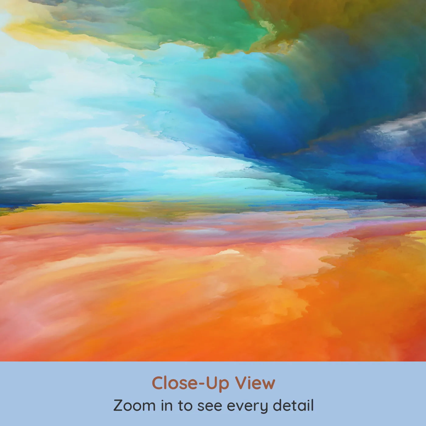 Close-up view of Whimsy Tots' Abstract Painted Sky Wall Mural (Turn Their Room into a Storm of Beautiful Color).Gender-Neutral