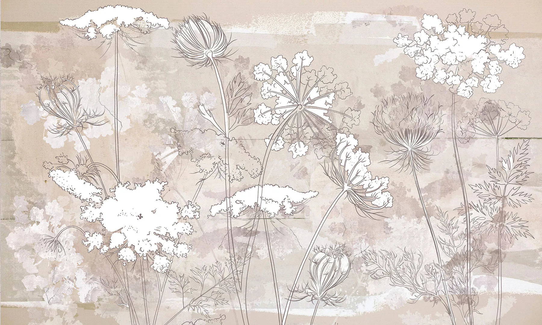 A Simple, Hand-Sketched Field of Flowers