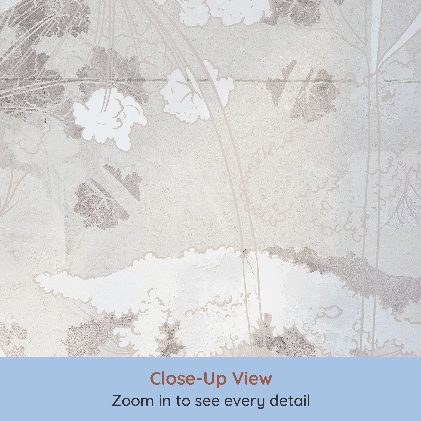 Close-up view of Whimsy Tots' Abstract Floral Sketch Wall Mural (Turn Their Room into a Faded, Dreamy Garden).Gender-Neutral