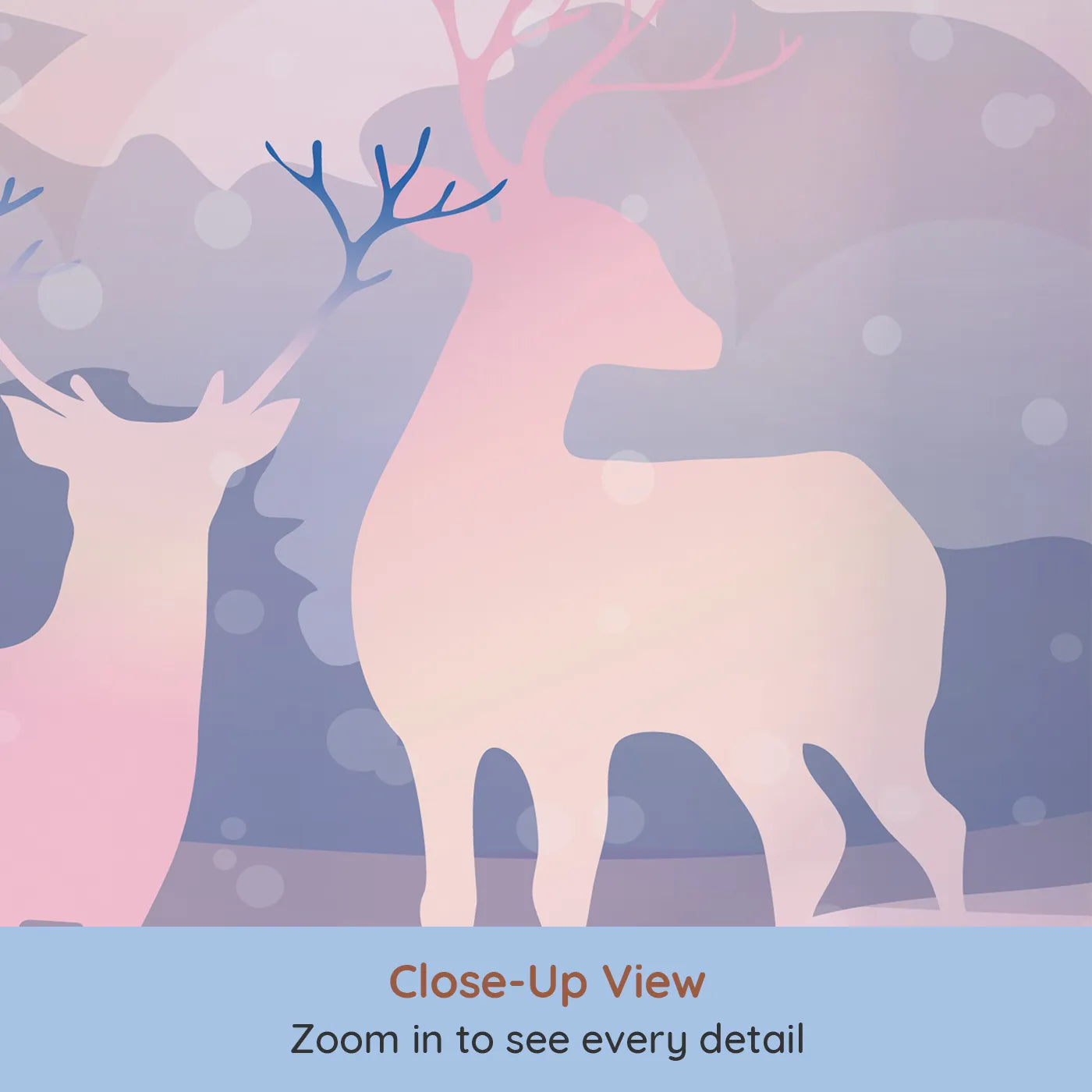 Close-up view of Whimsy Tots' Enchanted Winter Forest Wall Mural (Turn Their Room into a Magical, Moonlit Wonderland).Best for Girls