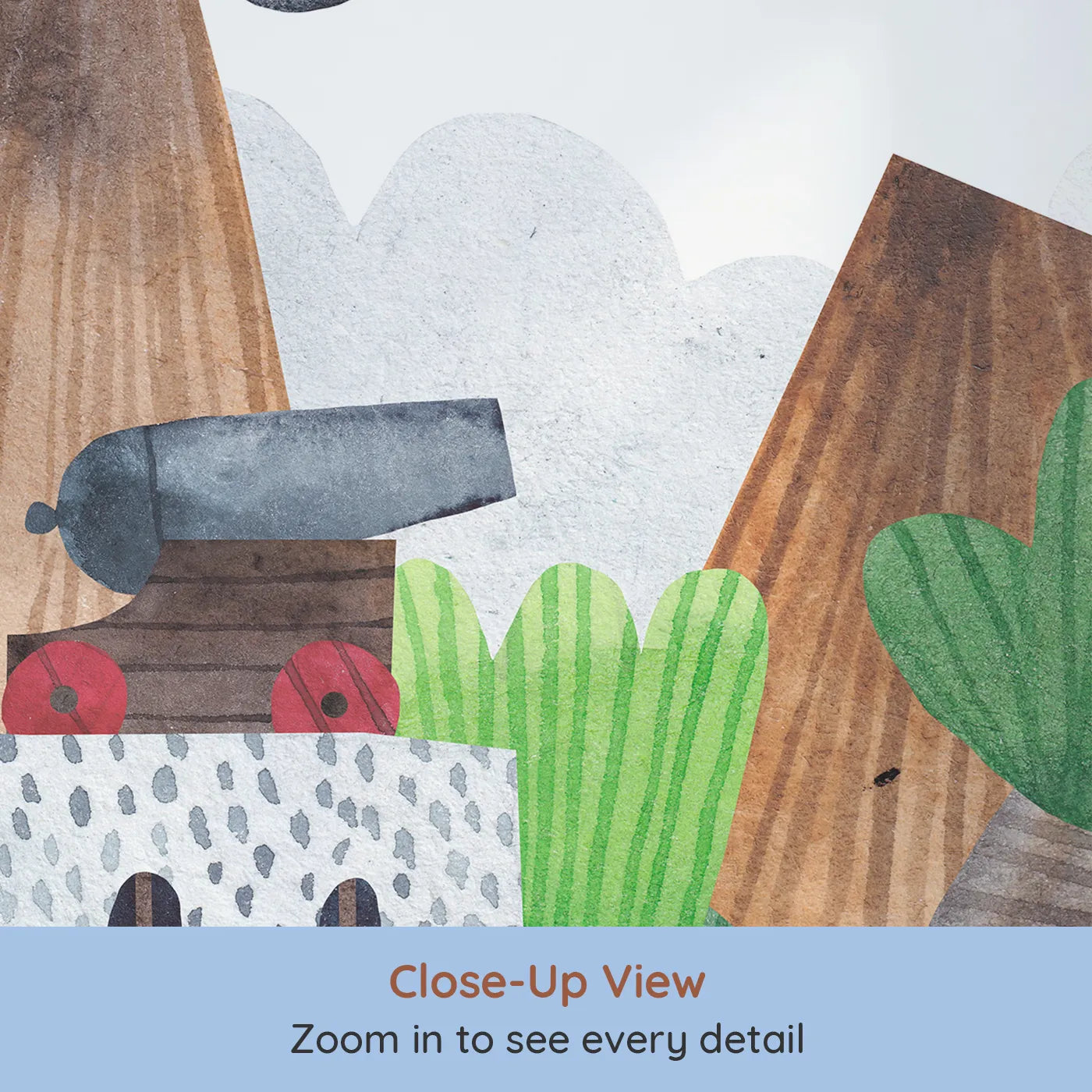 Close-up view of Whimsy Tots' Pirate Animal Adventure Wall Mural (Turn Their Room into a Swashbuckling Safari).Best for Boys