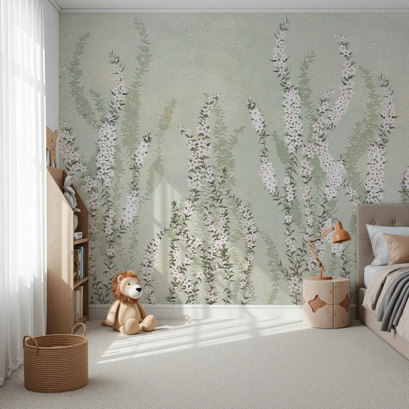 Front view of Whimsy Tots' Heather Field Wall Mural