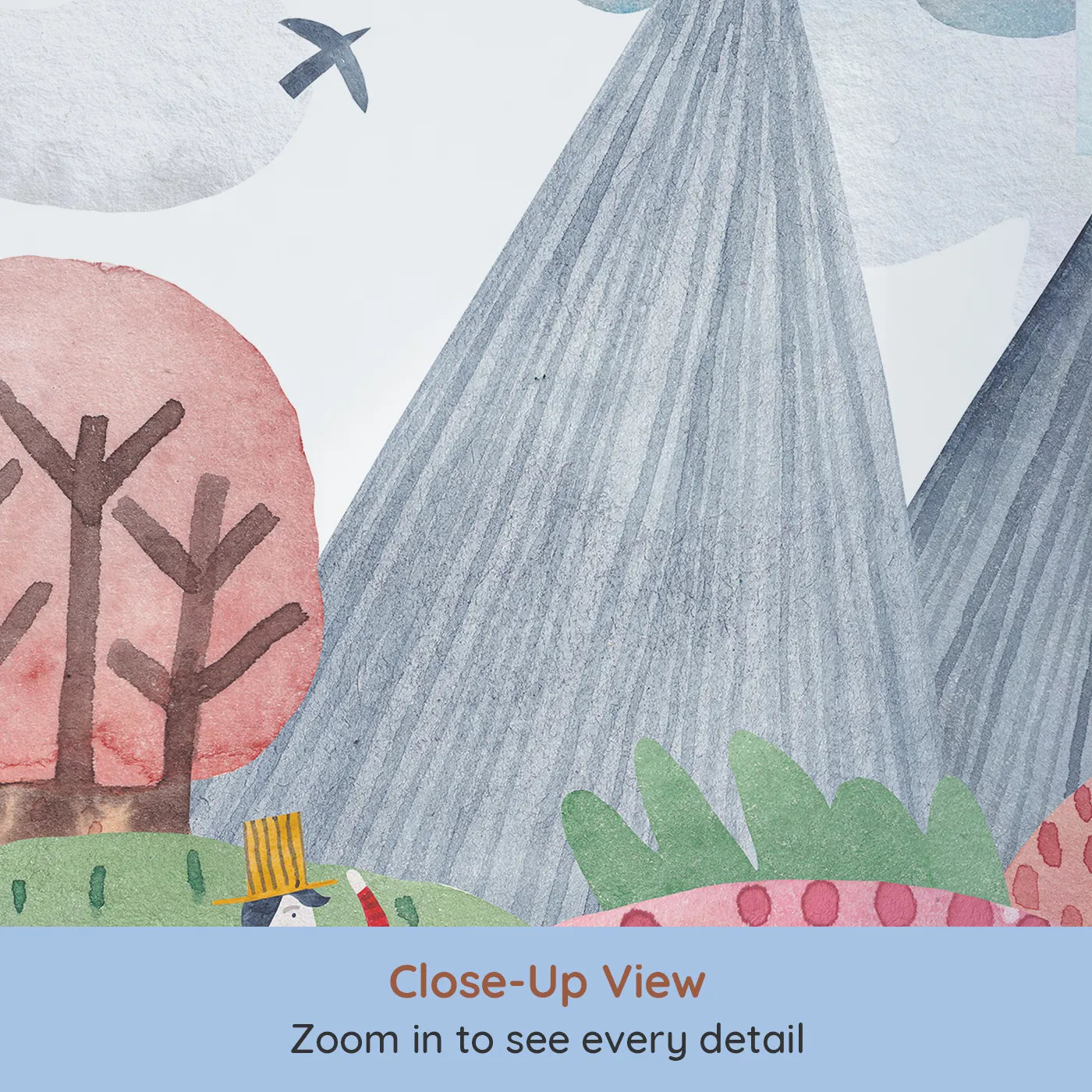 Close-up view of Whimsy Tots' Nightfall Kingdom Wall Mural (Turn Their Room into a Magical, Moonlit Quest).Gender-Neutral