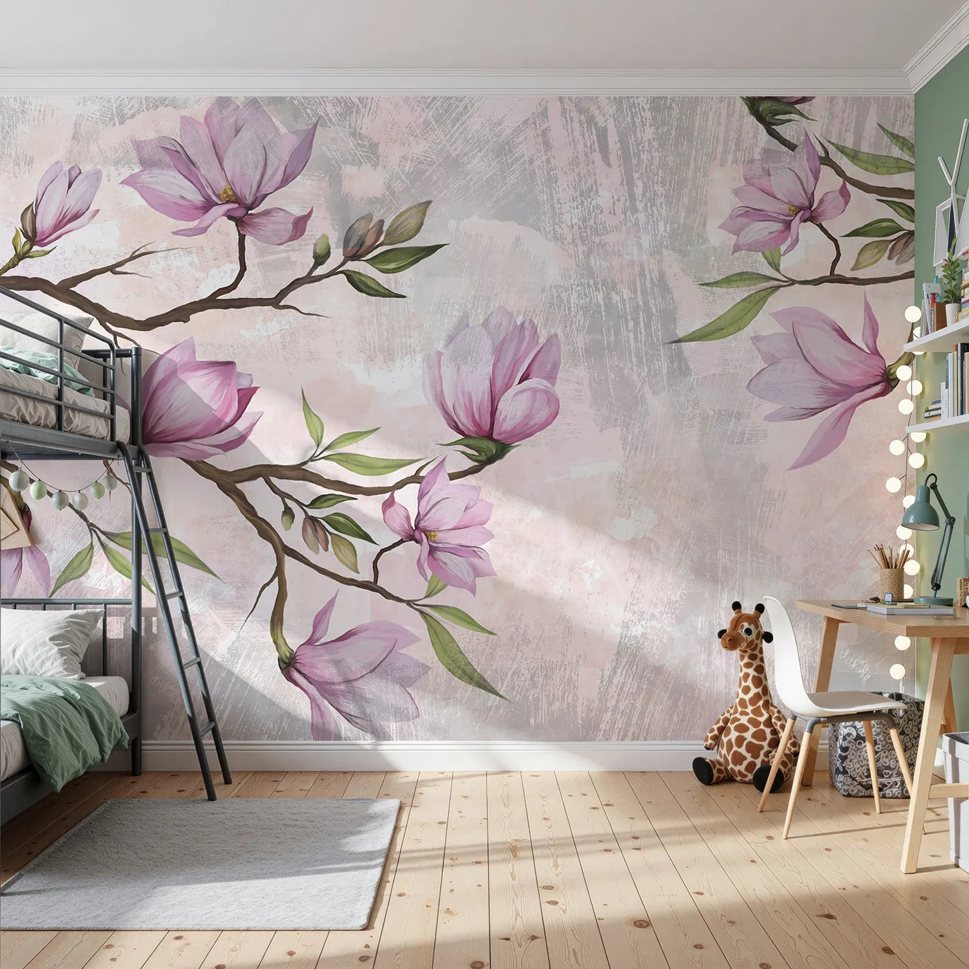 Front view of Whimsy Tots' Magnolia Branch Wall Mural