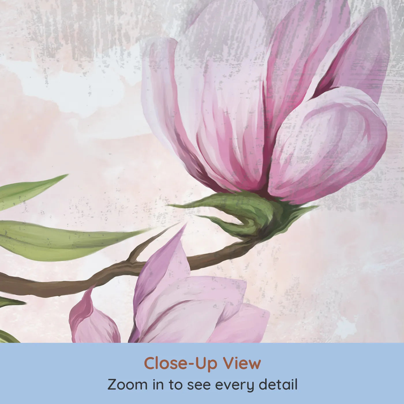 Close-up view of Whimsy Tots' Magnolia Branch Wall Mural (Turn Their Room into a Vision of Springtime Grace).Best for Girls