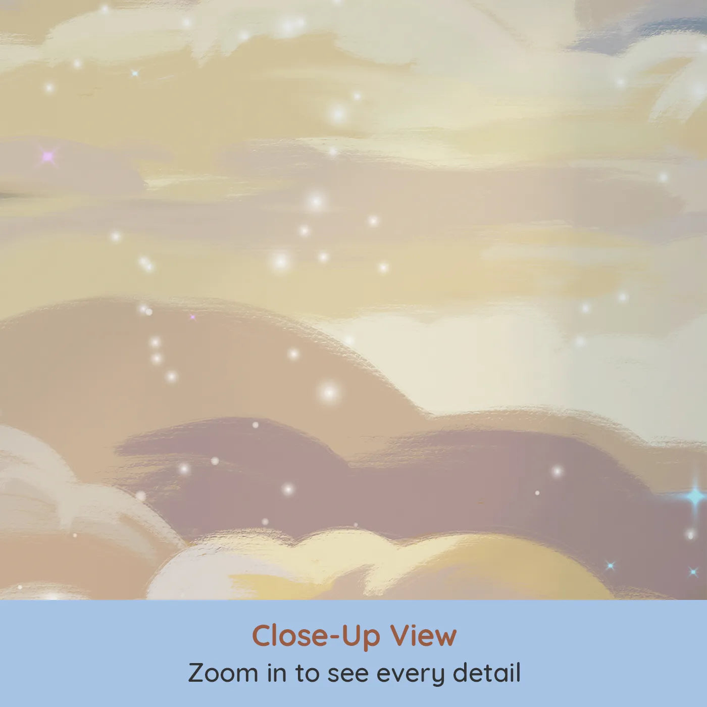 Close-up view of Whimsy Tots' Golden Hour Clouds Wall Mural (Turn Their Room into a Dreamy, Sunset Sky).Gender-Neutral