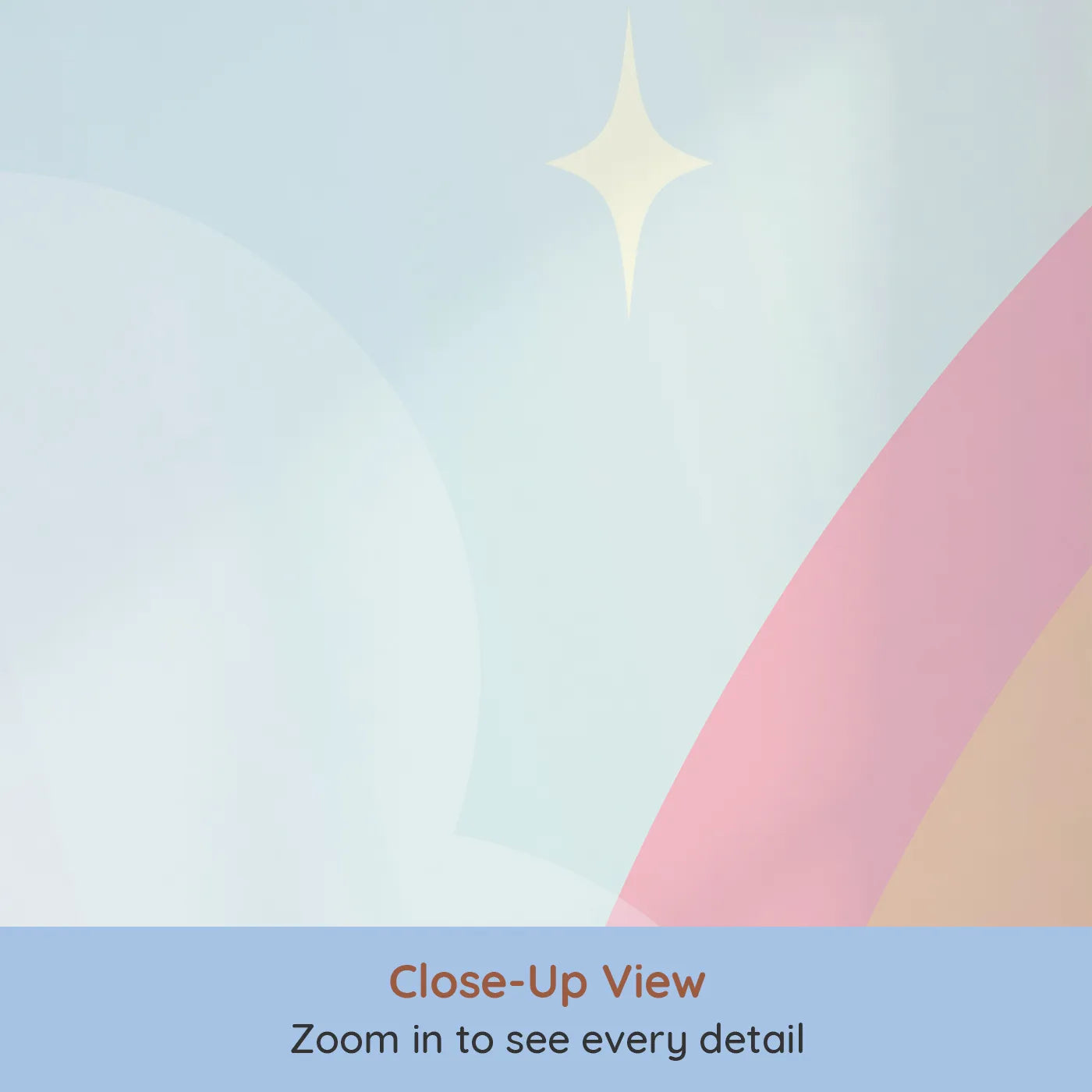 Close-up view of Whimsy Tots' Pastel Rainbow Sky Wall Mural (Turn Their Room into the Sweetest, Dreamiest Sky).Gender-Neutral