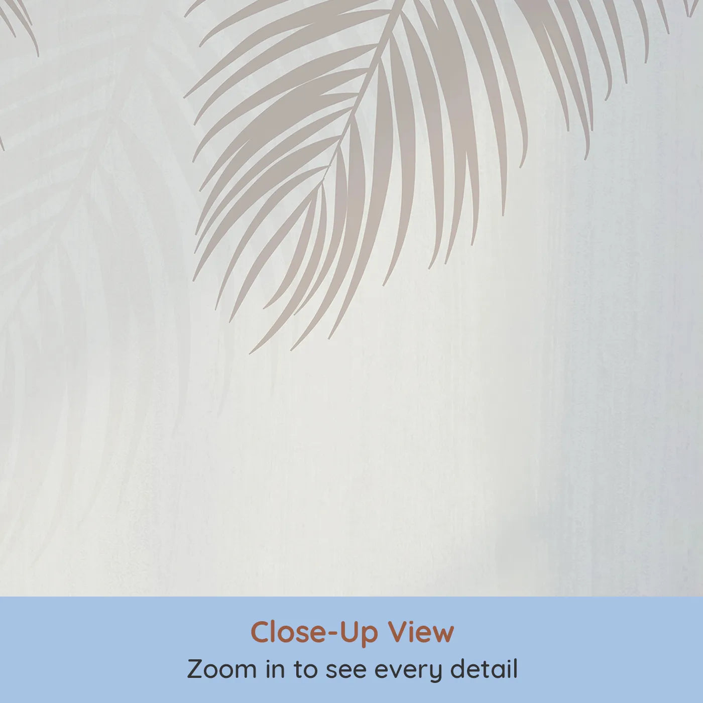 Close-up view of Whimsy Tots' Hanging Palm Leaves Wall Mural in Beige (Turn Their Room into a Calm and Neutral Oasis).Gender-Neutral