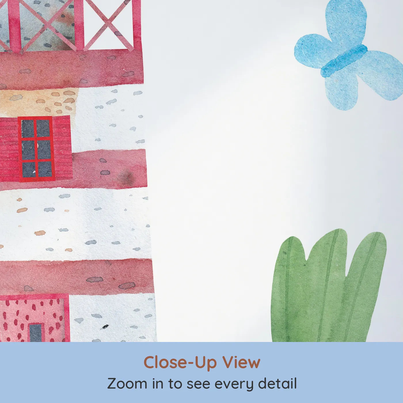 Close-up view of Whimsy Tots' Watercolor Harbor Adventure Wall Mural (Turn Their Room into a Whimsical Day at the Harbor).Gender-Neutral