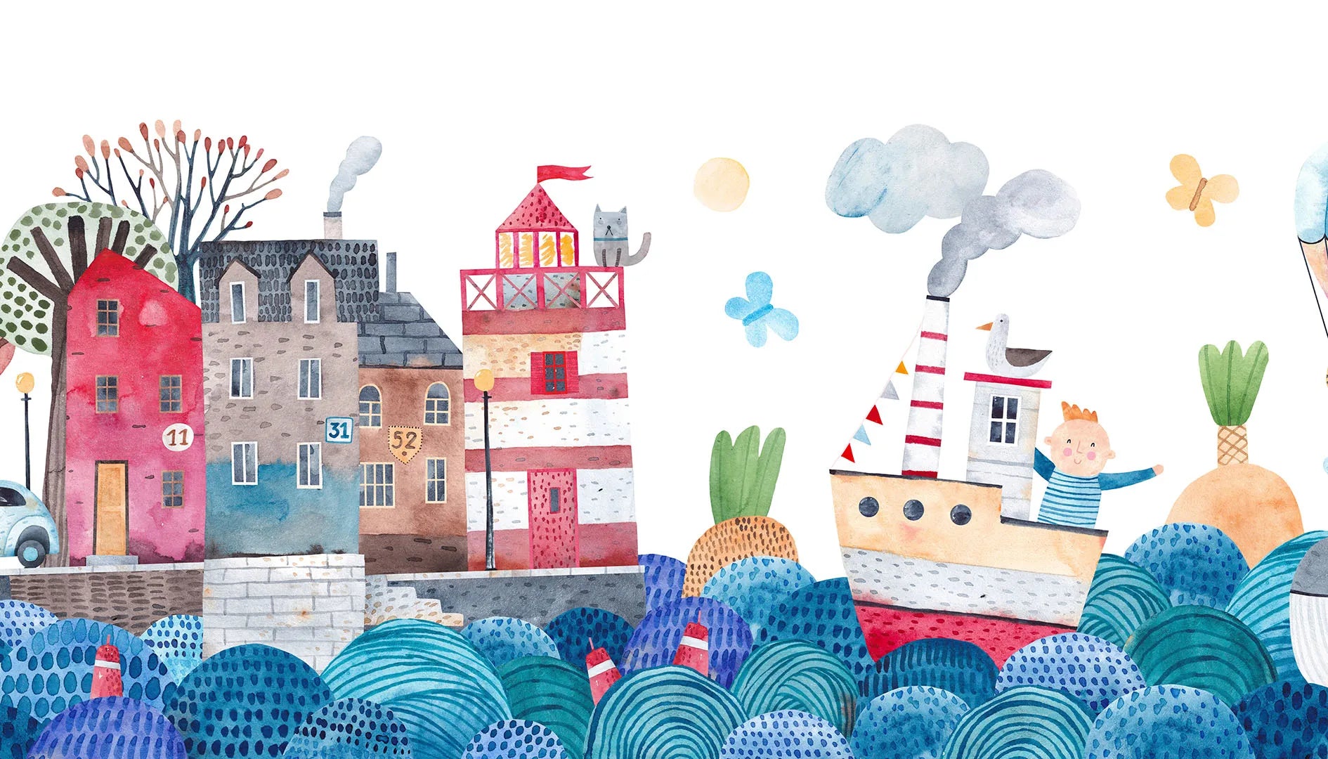 A Cheerful, Bustling, Hand-Painted Harbor