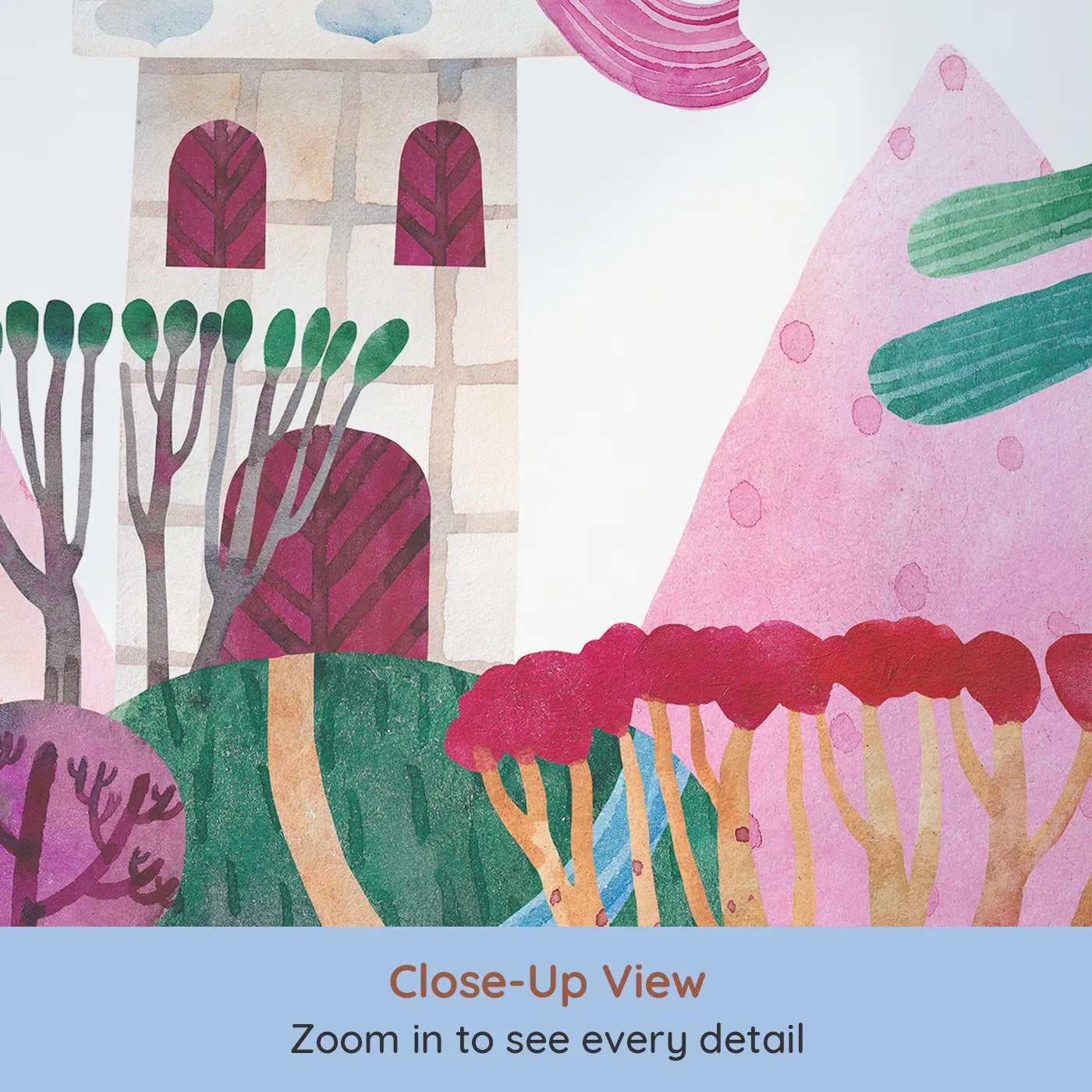 Close-up view of Whimsy Tots' Big Red Ship Adventure Wall Mural (Turn Their Room into a Fantastical Seaside Quest).Gender-Neutral