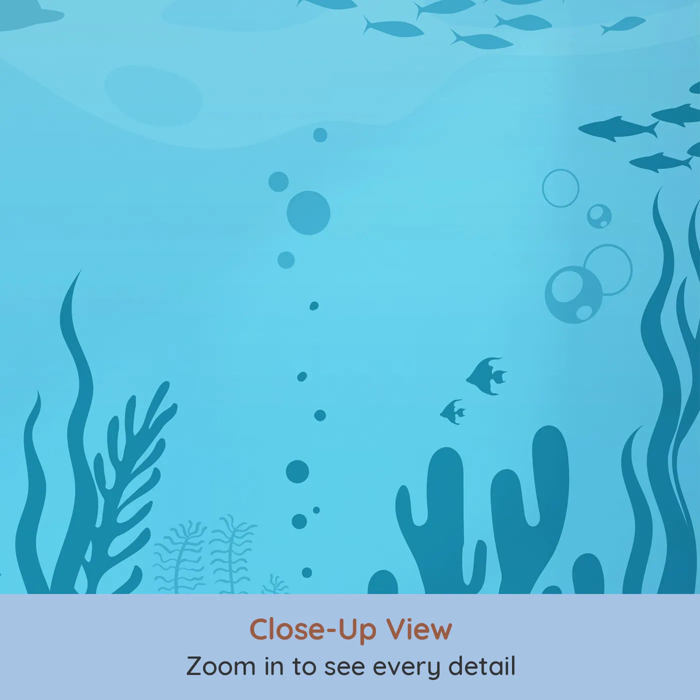 Close-up view of Whimsy Tots' Deep Sea Kingdom Wall Mural (Turn Their Room into a Grand Underwater Panorama).Gender-Neutral