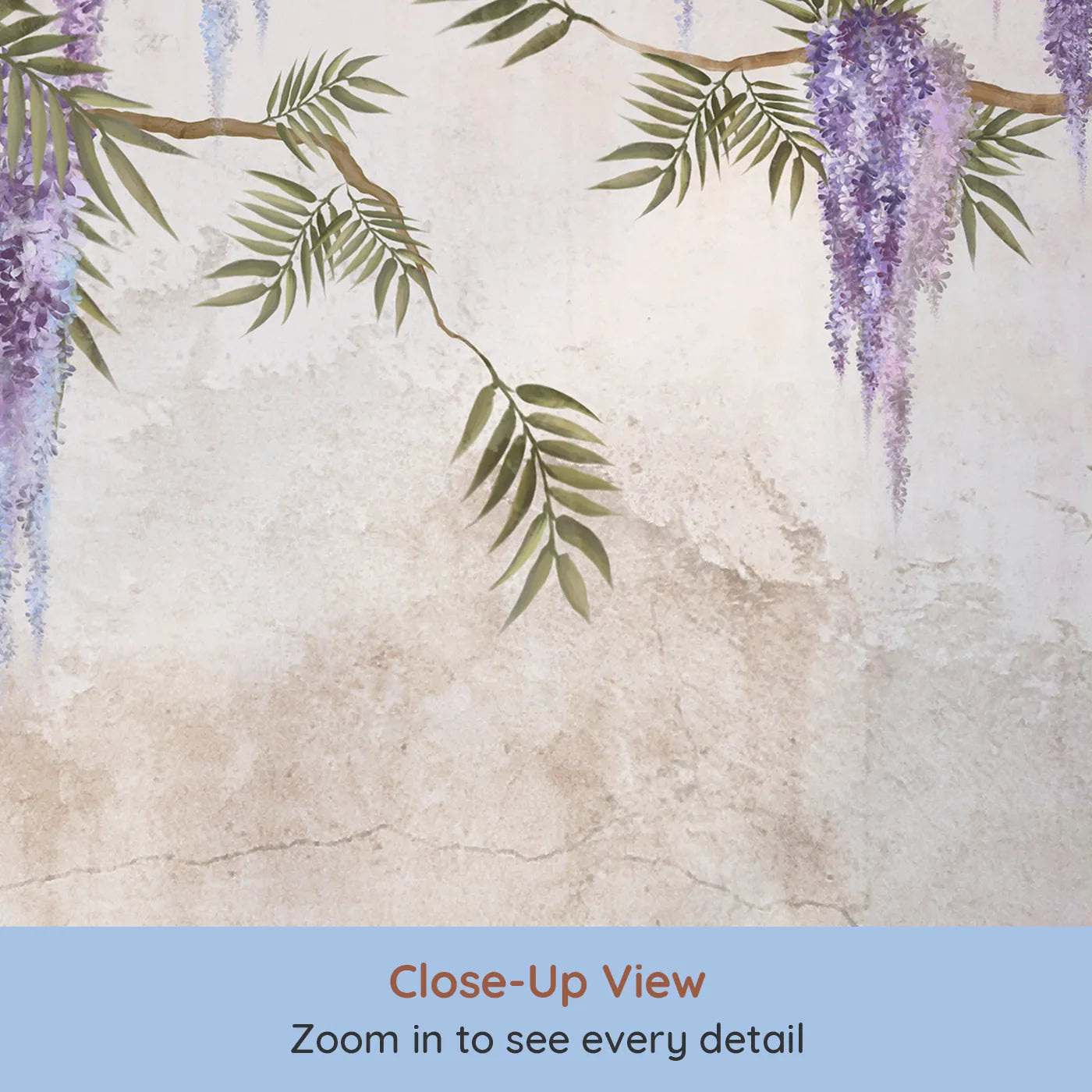 Close-up view of Whimsy Tots' Hanging Wisteria Wall Mural (Turn Their Room into a Romantic, Flower-Draped Hideaway).Best for Girls
