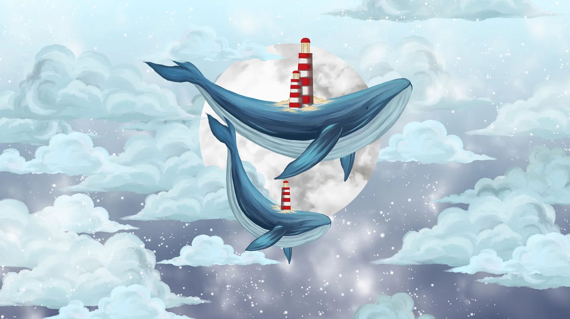 A Magical Night Flight Guided by Whale-Light