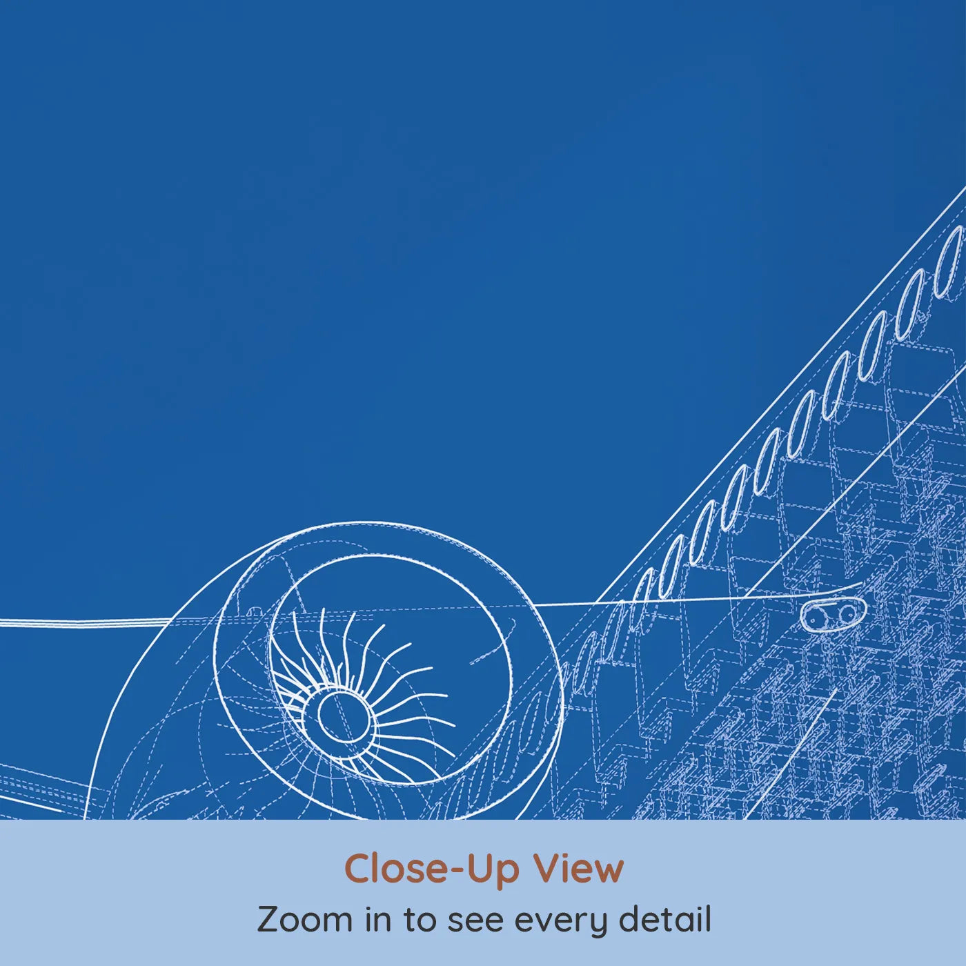 Close-up view of Whimsy Tots' Airplane Blueprint Wall Mural (Turn Their Room into a Cool, High-Tech Hangar).Gender-Neutral