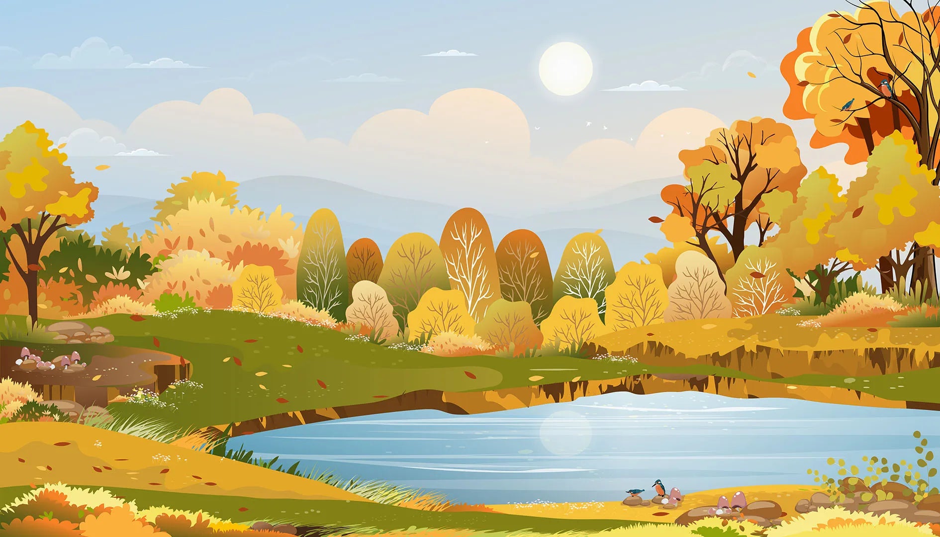 A Quiet Reflection on a Calm, Colorful Lake