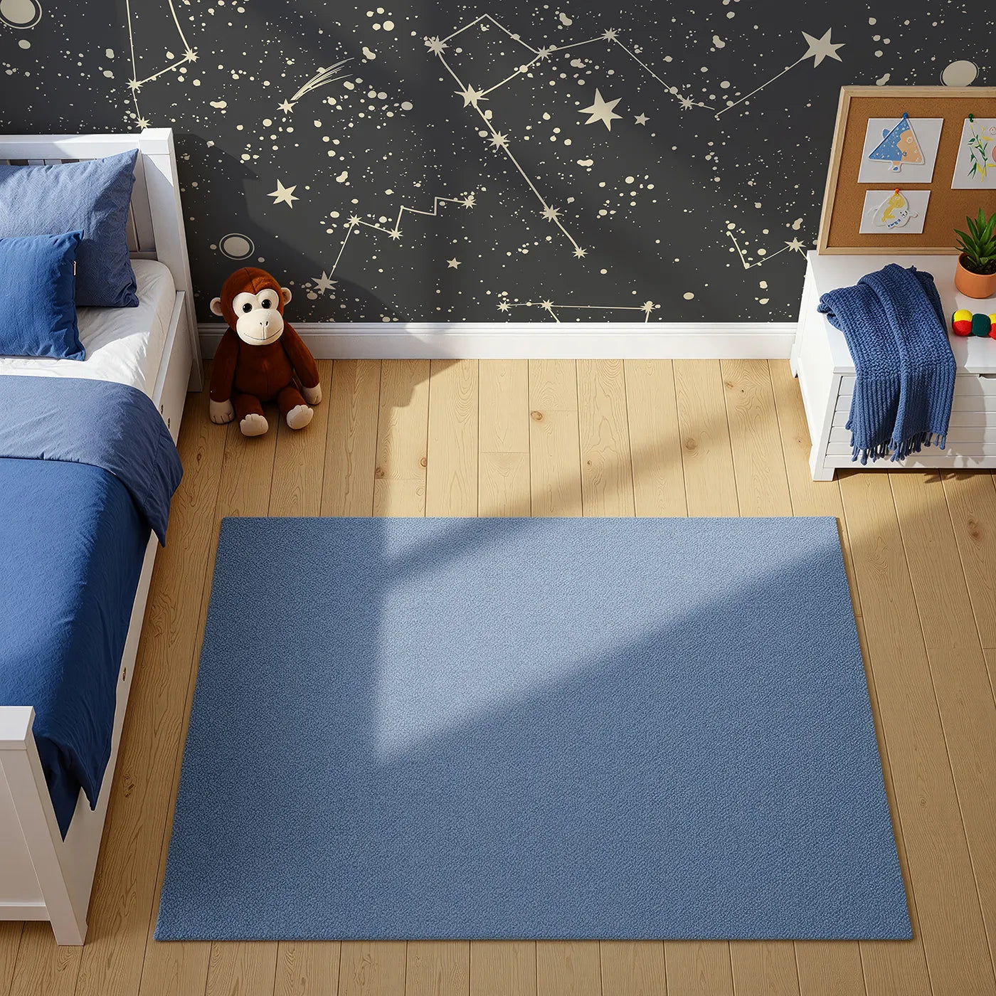 Top-down view of Whimsy Tots' Vintage Constellation Map Wall Mural (Turn Their Room into a Classic Astronomer's Star Chart).Gender-Neutral