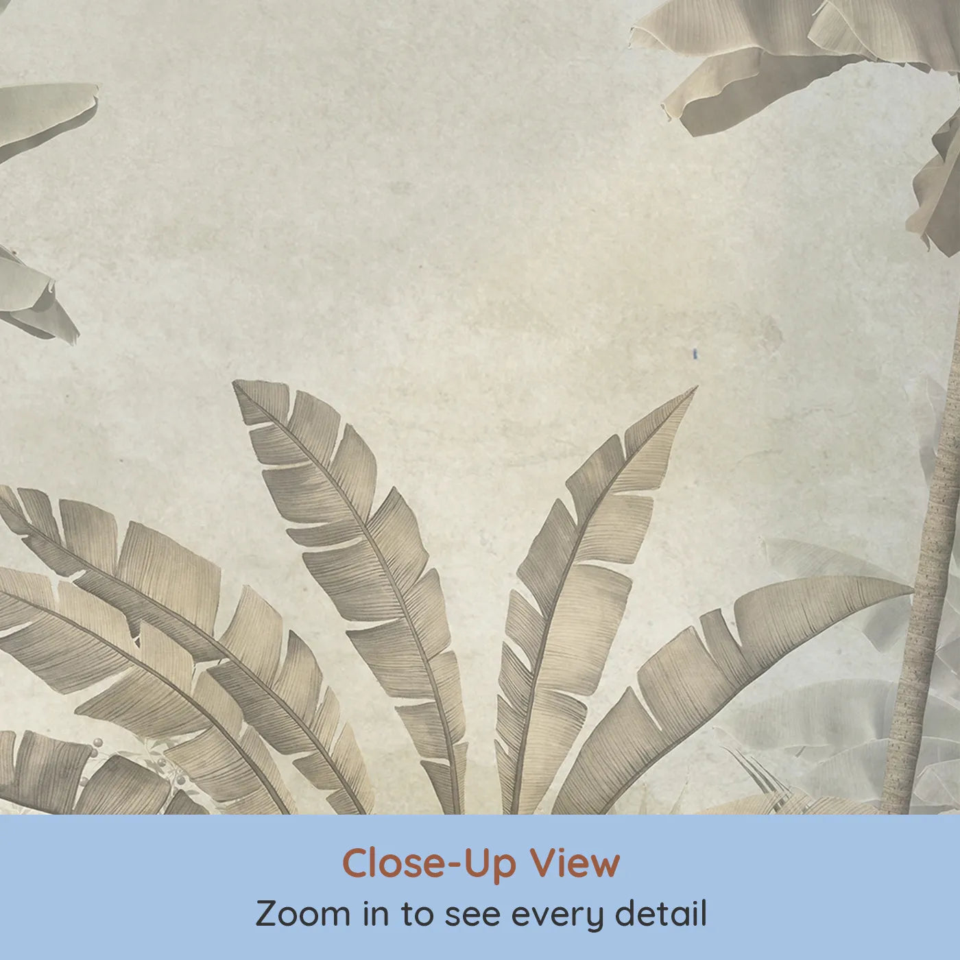 Close-up view of Whimsy Tots' Vintage Sepia Jungle Wall Mural (Turn Their Room into a Classic Explorer's Drawing of the Jungle).Gender-Neutral