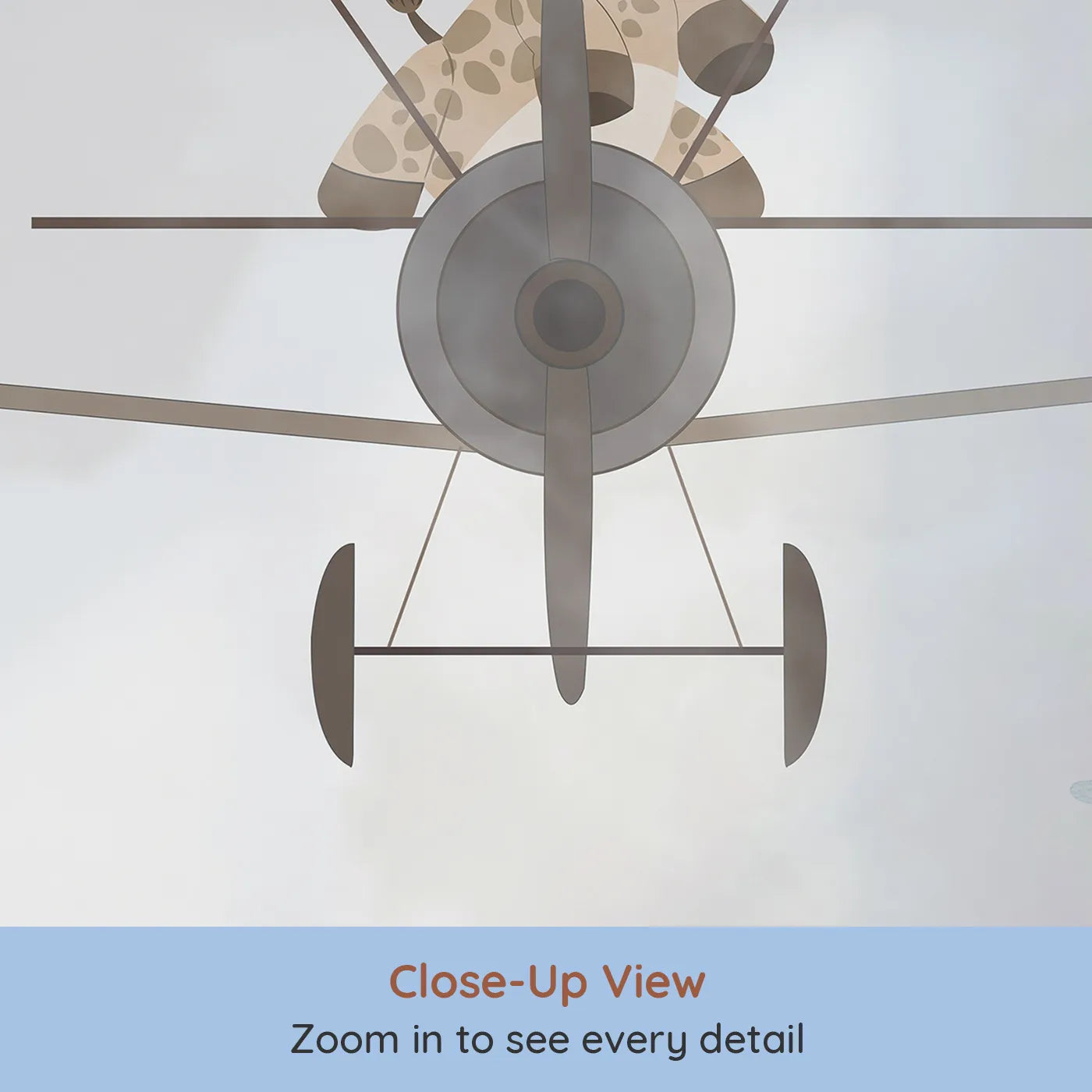 Close-up view of Whimsy Tots' Safari Aviators Wall Mural (Turn Their Room into a High-Flying Safari Adventure).Gender-Neutral