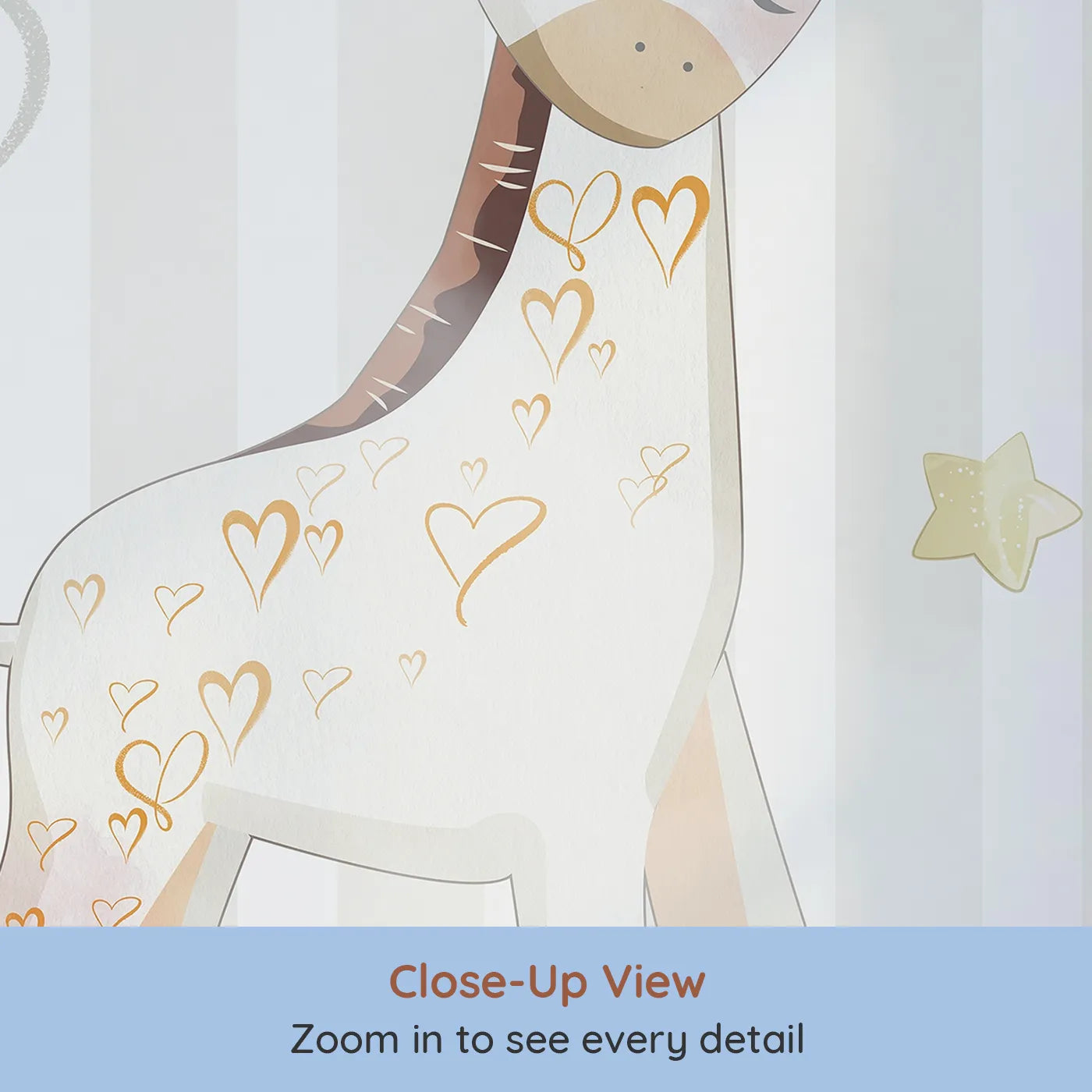 Close-up view of Whimsy Tots' Safari Friends Club Wall Mural (Turn Their Room into the Sweetest Jungle Clubhouse).Gender-Neutral