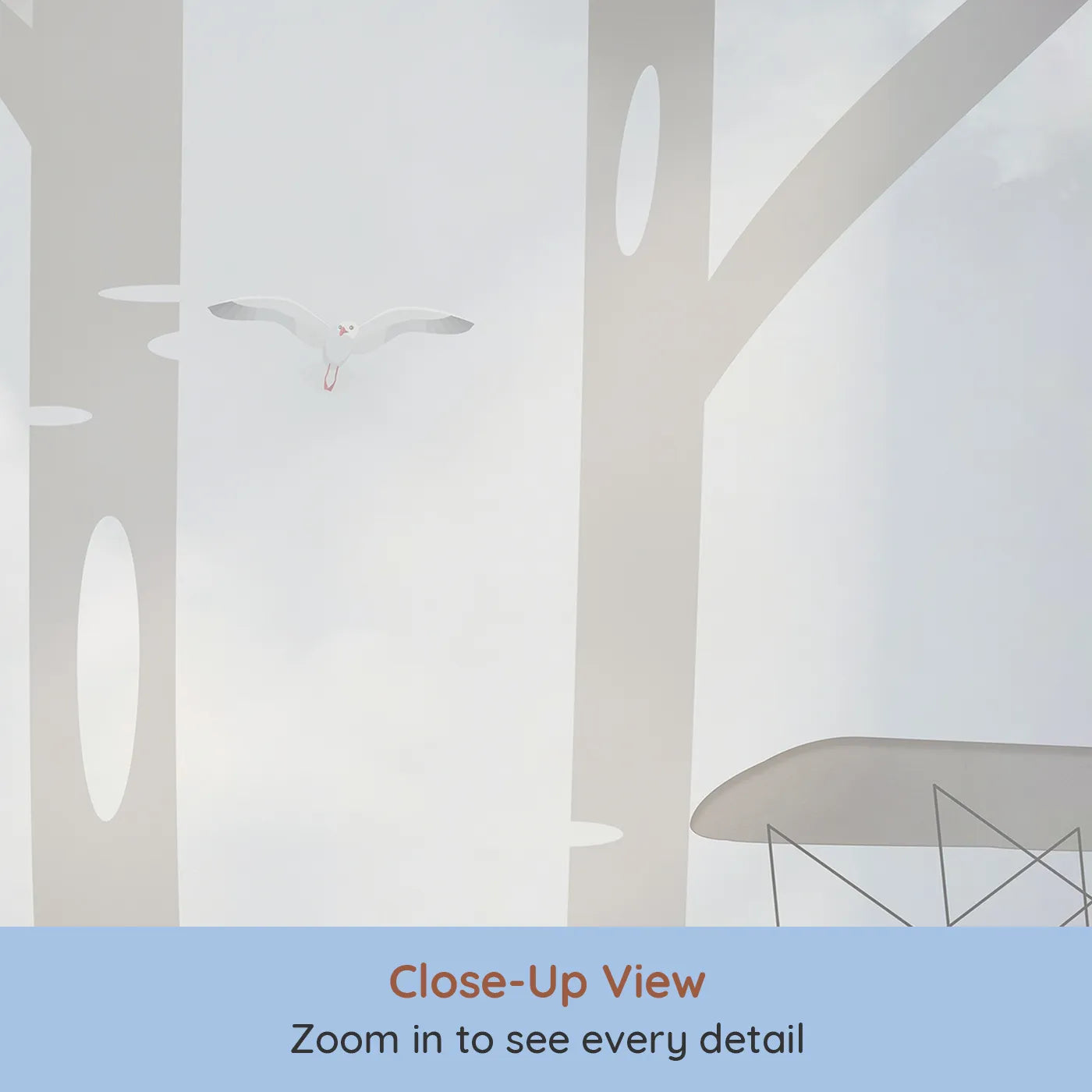 Close-up view of Whimsy Tots' Woodland Aviators Wall Mural (Turn Their Room into a Whimsical Forest Air Show).Gender-Neutral