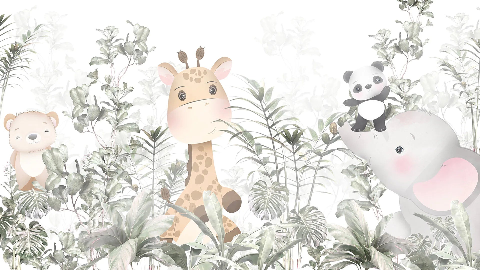 A Calm and Playful Day in a Muted Green Jungle