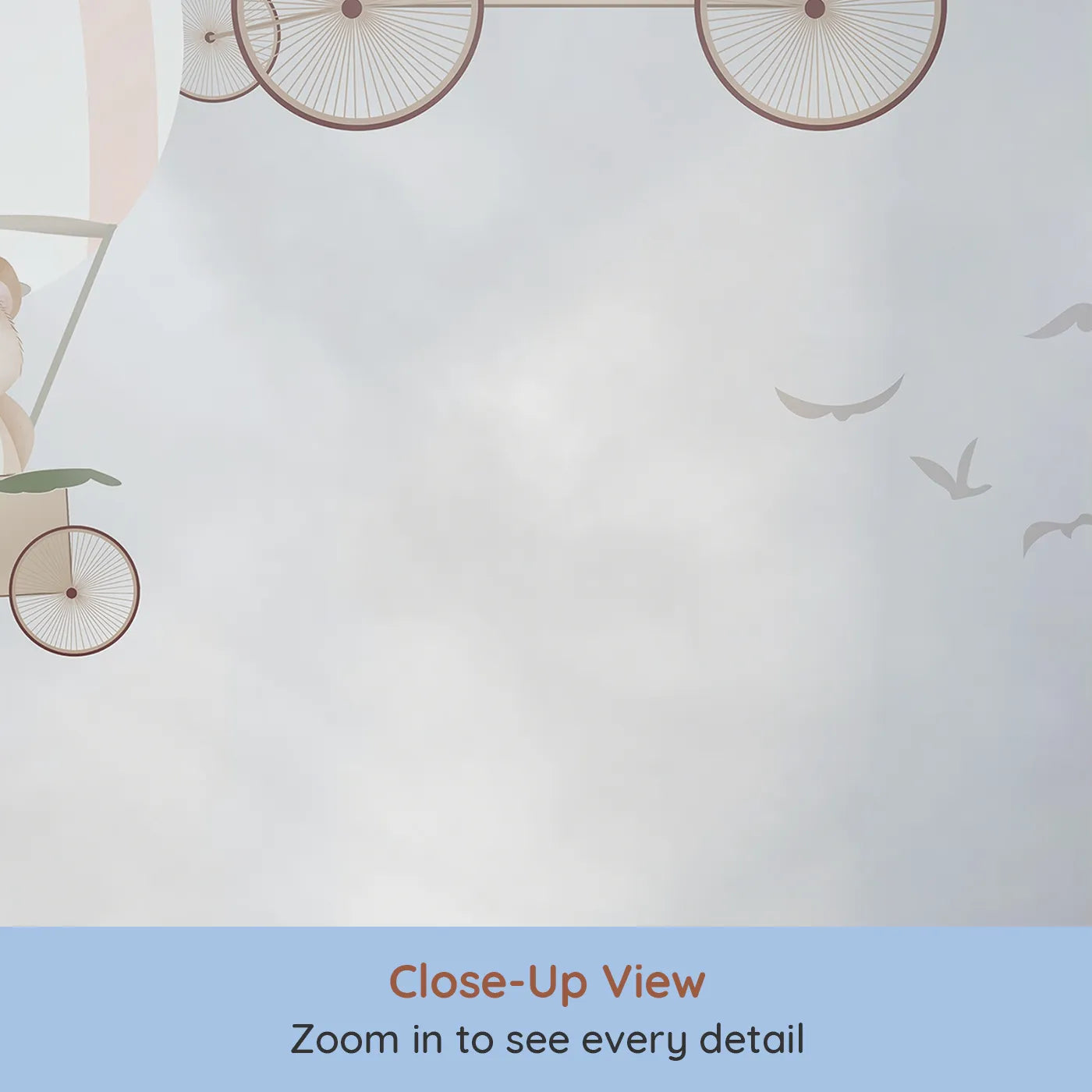 Close-up view of Whimsy Tots' Springtime Balloon Festival Wall Mural (Turn Their Room into a Cheerful, High-Flying Celebration).Gender-Neutral