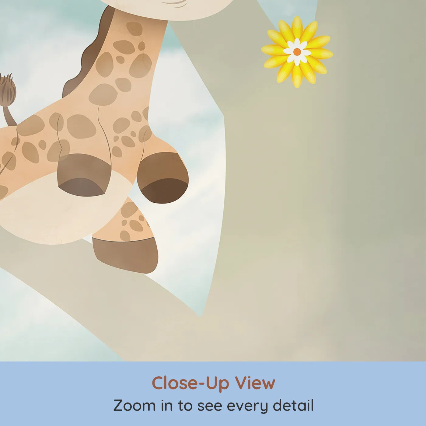 Close-up view of Whimsy Tots' Jungle Friends Playtime Wall Mural (Turn Their Room into a Sweet and Gentle Forest Party).Gender-Neutral