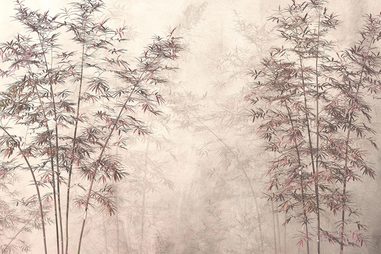 A Serene Grove Bathed in a Gentle Pink Glow