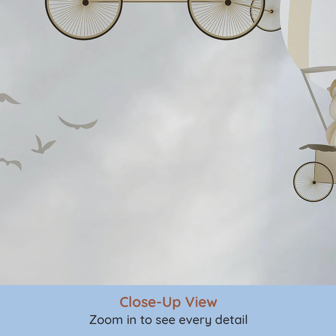 Close-up view of Whimsy Tots' Monochrome Balloon Festival Wall Mural (Turn Their Room into a Chic and Gentle Air Show).Gender-Neutral