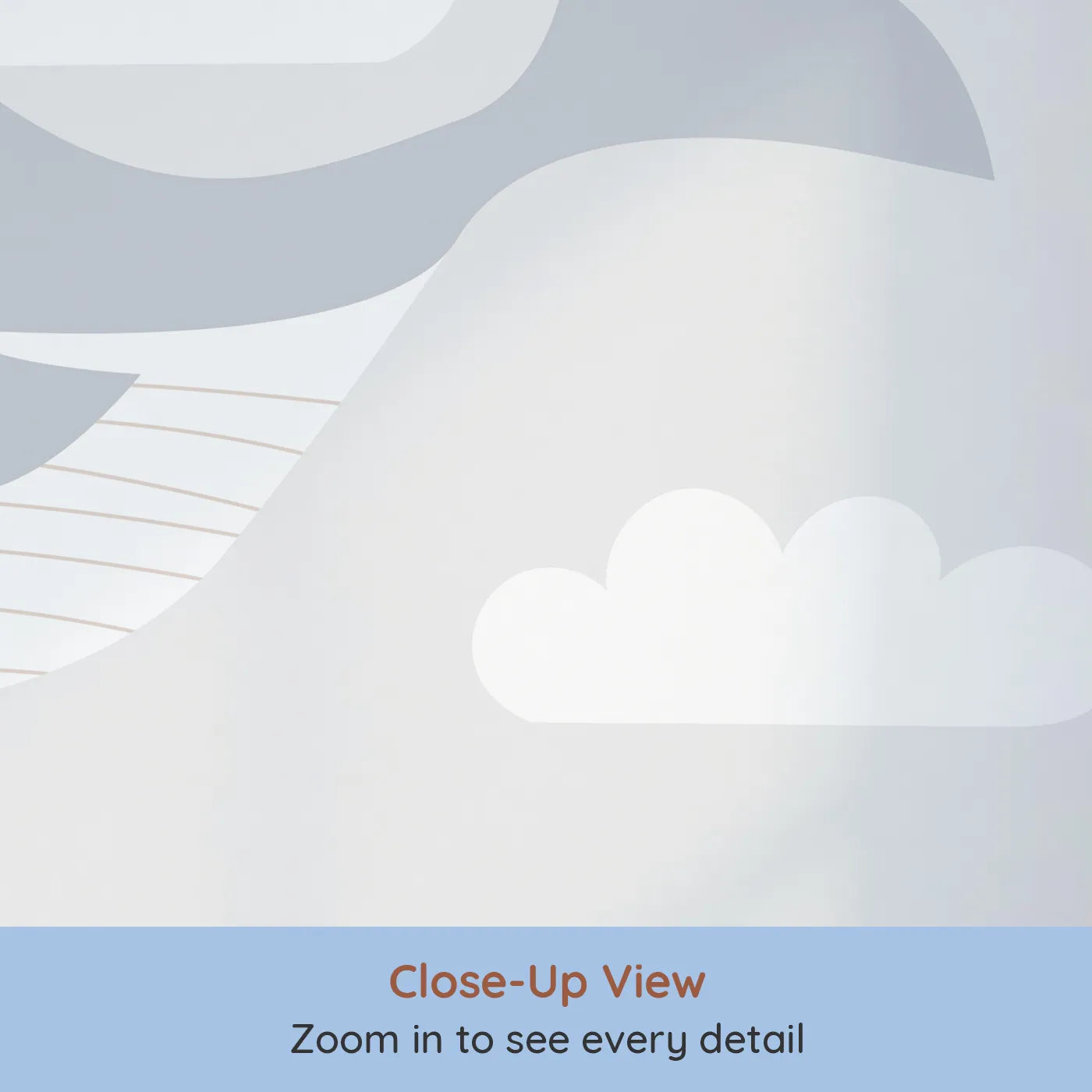 Close-up view of Whimsy Tots' Sleepy Whale in the Clouds Wall Mural (Turn Their Room into a Gentle, Dreamy Sky-Ocean).Gender-Neutral