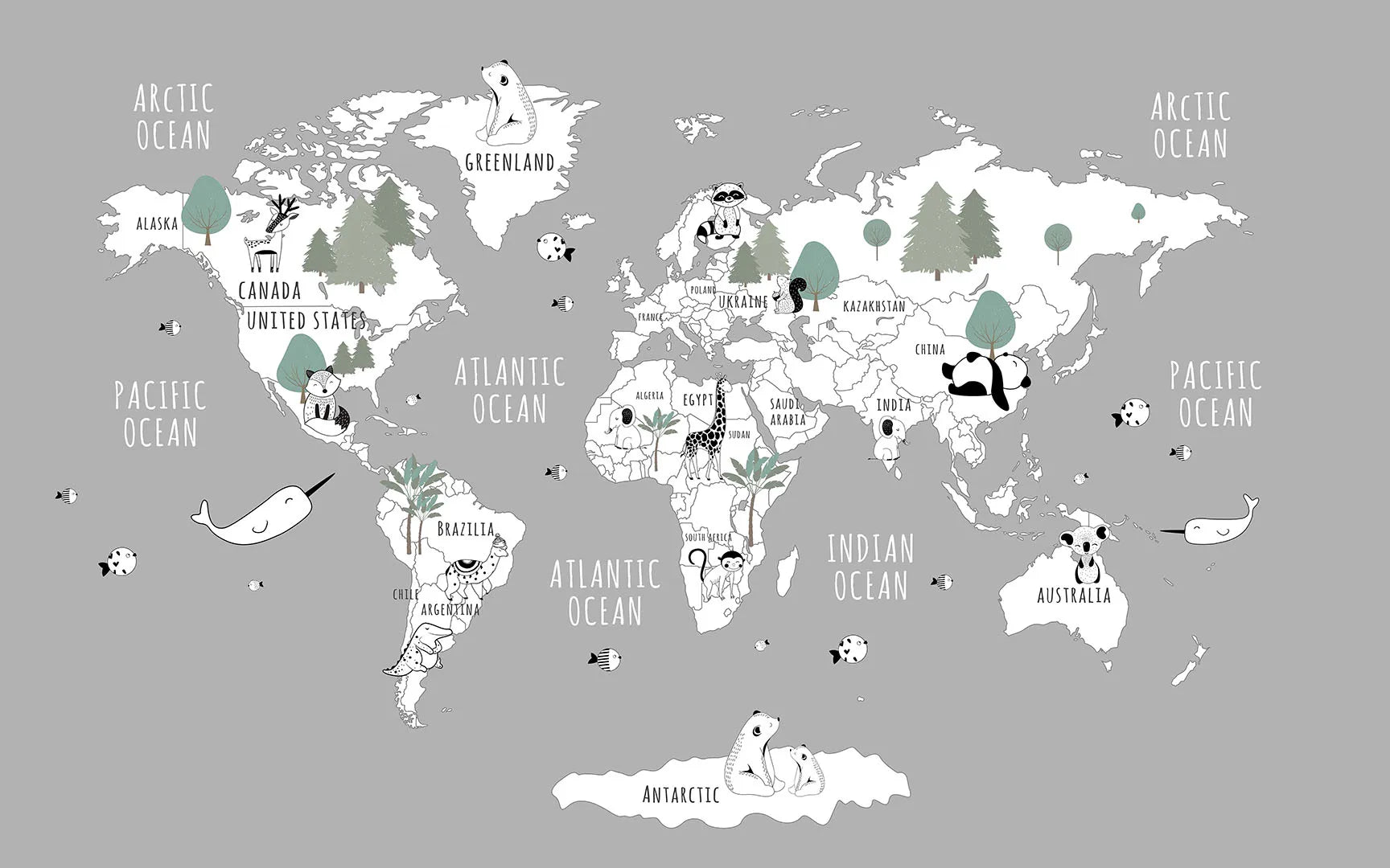 A Modern and Muted Map of the Animal Kingdom
