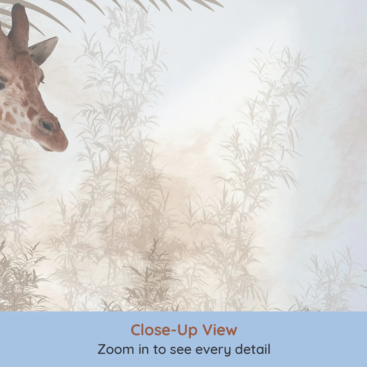 Close-up view of Whimsy Tots' Sepia Safari Wall Mural (Turn Their Room into a Timeless Jungle Expedition).Gender-Neutral
