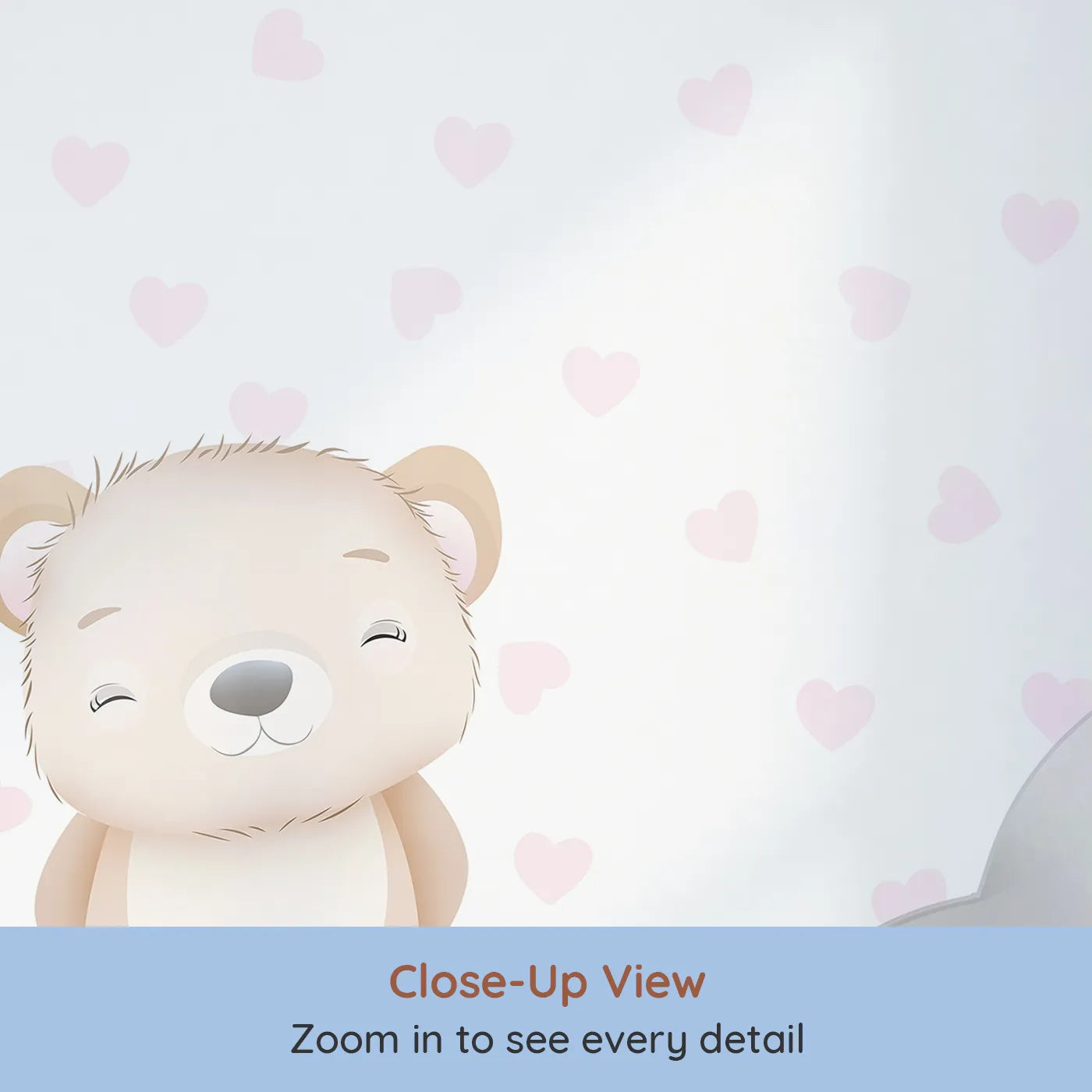 Close-up view of Whimsy Tots' Pastel Safari Hearts Wall Mural (Turn Their Room into a Meadow of Love and Friendship).Best for Girls