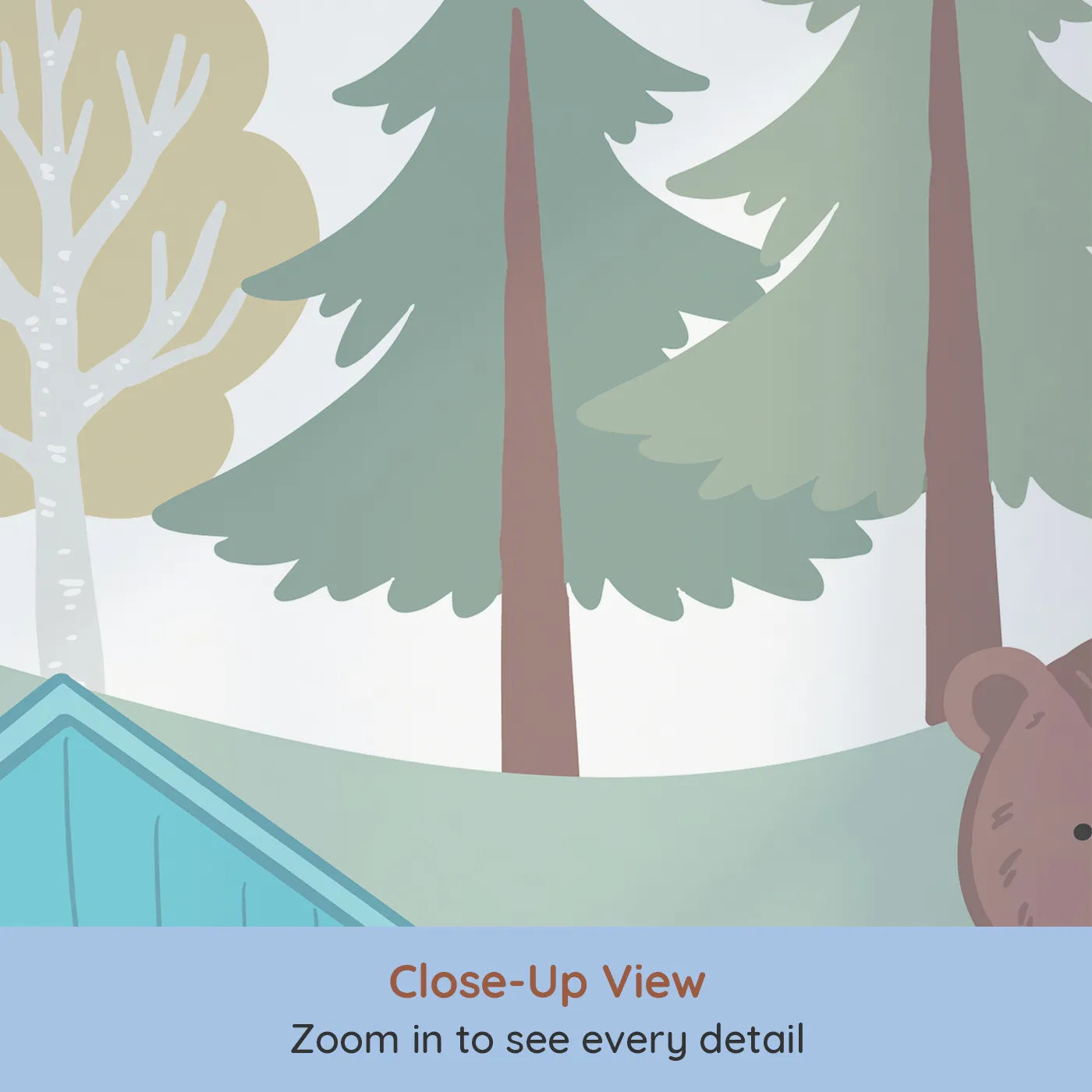 Close-up view of Whimsy Tots' Bear and Bunny Beehive Wall Mural (Turn Their Room into the Sweetest Little Apiary).Gender-Neutral