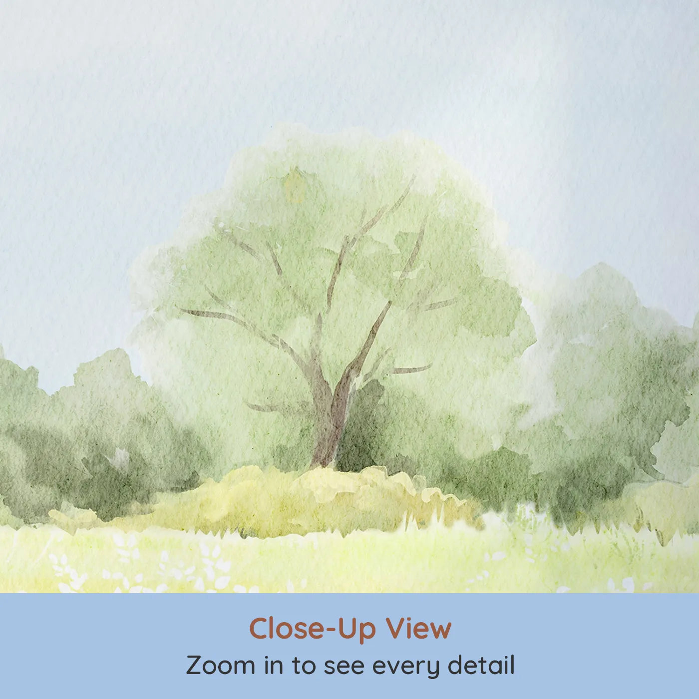 Close-up view of Whimsy Tots' Summer Meadow View Wall Mural (Turn Their Room into a Peaceful, Painted Landscape).Gender-Neutral